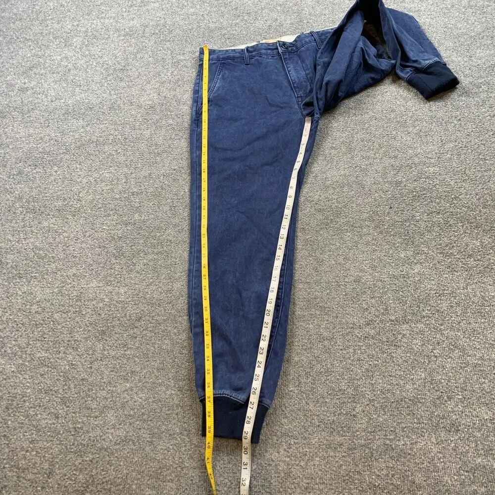 Levis Chino Joggers Mens 34 Blue Regular Fit Tapered Leg Ribbed Cuff Denim